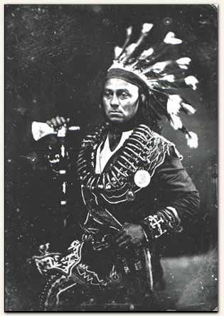 In the 1840s, Mississauga chief Maun-gua-daus, also known as George Henry, had his picture taken in Toronto. 